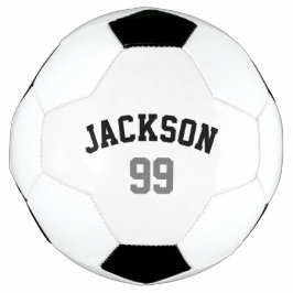 Bola De Futebol Número de Nome Personalizado Cinza Preta Mínima