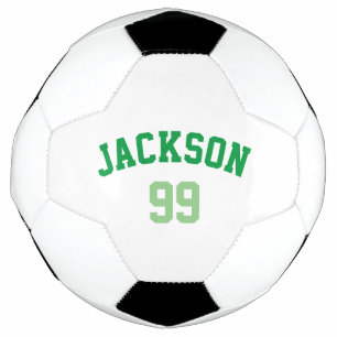 Bola De Futebol Número de Nome Personalizado Verde Minimalista