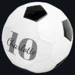 Bola De Futebol Numero do nome das iniciais do monograma preto bra<br><div class="desc">Um fundo branco na moda e um texto preto. Personalize e adicione seu nome e número de jogador. As suas iniciais do monograma como padrão de fundo.</div>