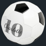 Bola De Futebol Numero do nome das iniciais do monograma preto bra<br><div class="desc">Um fundo branco na moda e um texto preto. Personalize e adicione seu nome e número de jogador. As suas iniciais do monograma como padrão de fundo.</div>