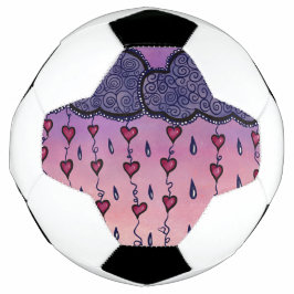 Bola De Futebol Nuvens fofas, corações e gotas de chuva