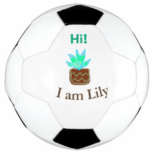 Bola De Futebol Olá, sou Lily Cacto Suculto, adicione nome aquarel