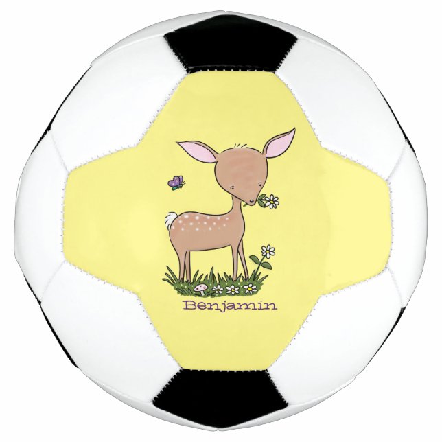 Bola De Futebol Óptica de desenho animado de veado de bebê feliz (Frente)