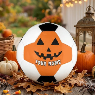 Bola De Futebol Orange Pumpkin Personalizado Halloween Seu Nome