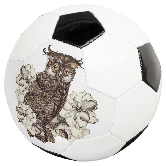 Bola De Futebol Orquídeas Creme de Coruja Dourada (Três quartos)
