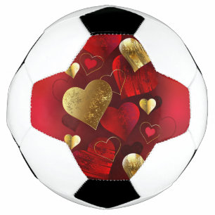 Bola De Futebol Ouro e namorados vermelhos