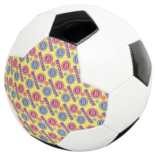 Bola De Futebol Padrão Colorido de Bitmoeda (Três quartos)