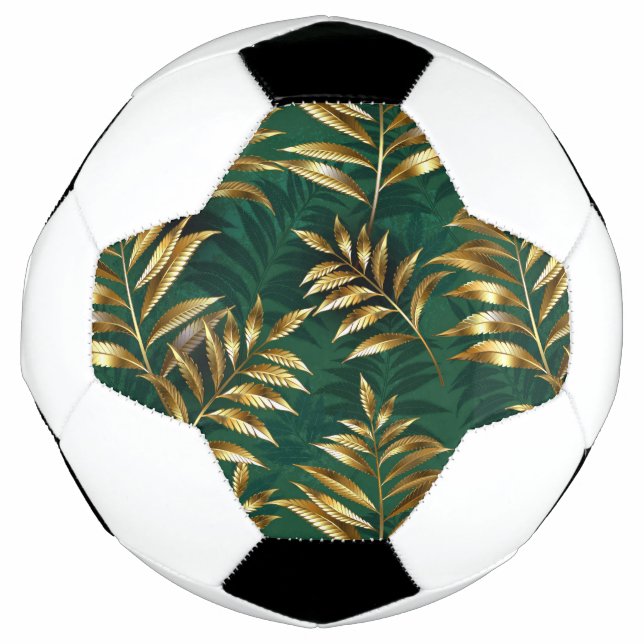 Bola De Futebol Padrão contínuo com samambaias douradas (Frente)