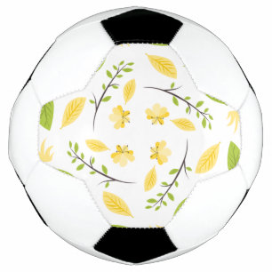 Bola De Futebol Padrão da Natureza Desenho de Folhas Esboço Flores