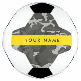 Bola De Futebol Padrão de Camuflagem Cinza, Seu nome, Personalizar