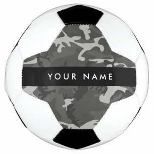 Bola De Futebol Padrão de Camuflagem Cinza, Seu nome, Personalize