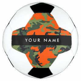 Bola De Futebol Padrão de Camuflagem Laranja, Seu nome, Personaliz