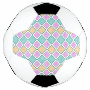Bola De Futebol Padrão de Diamante Prisma Harlequim Pastel