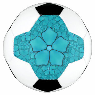 Bola De Futebol padrão de Flores Azuis
