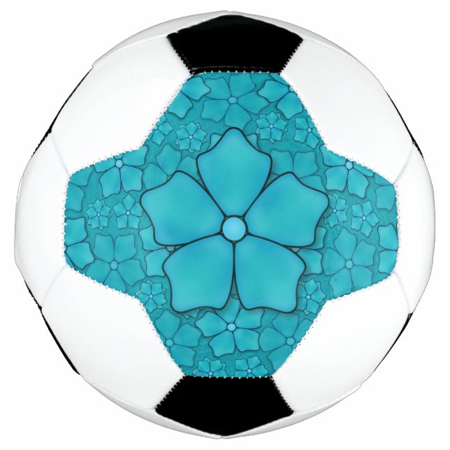 Bola De Futebol padrão de Flores Azuis (Frente)