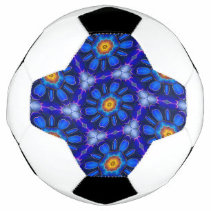Bola De Futebol Padrão de Flores Azuis abstrato
