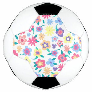 Bola De Futebol Padrão de flores coloridas e fofas da primavera