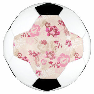Bola De Futebol Padrão de flores modernas cor-de-rosa fofo