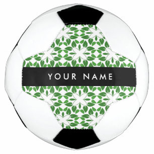 Bola De Futebol Padrão de Folhas, Folhas Verdes, Seu Nome