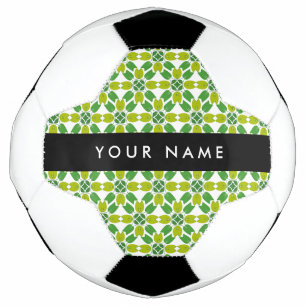 Bola De Futebol Padrão de Folhas, Folhas Verdes, Seu Nome
