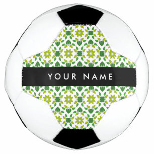 Bola De Futebol Padrão de Folhas, Folhas Verdes, Seu Nome