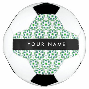 Bola De Futebol Padrão de Folhas, Folhas Verdes, Seu Nome