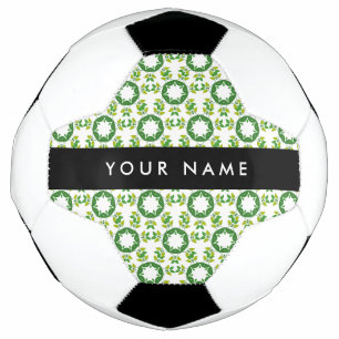 Bola De Futebol Padrão de Folhas, Folhas Verdes, Seu Nome