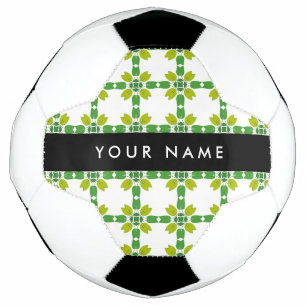 Bola De Futebol Padrão de Folhas, Folhas Verdes, Seu Nome