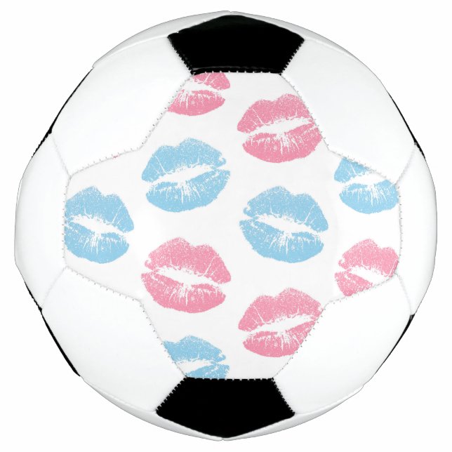 Bola De Futebol Padrão de Lábios Azuis e Rosas, Lábios, Beijo (Frente)