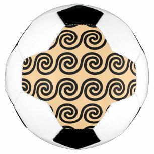 Bola De Futebol Padrão de Ondas da Chave Meandro Grega Marrom