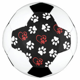 Bola De Futebol Padrão De Patas, Patas Brancas, Patas Vermelhas, C