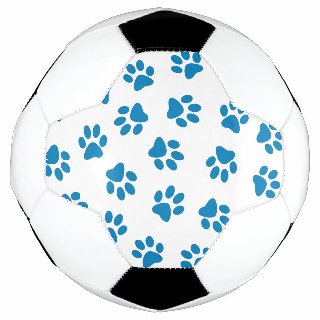 Bola De Futebol Padrão De Patas, Patas Cachorros, Patas Azuis (Frente)