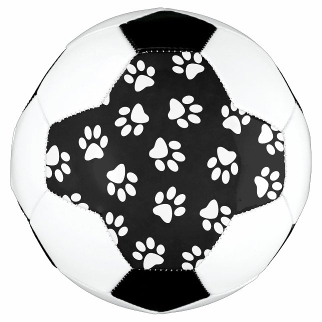 Bola De Futebol Padrão De Patas, Patas Cachorros, Patas Brancas (Frente)