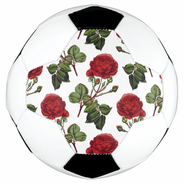 Bola De Futebol Padrão de Rosa de Pedra Longa Vermelha (Frente)