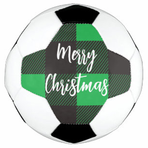 Bola De Futebol Padrão de Xadrez Verde Feliz Natal