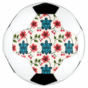 Bola De Futebol Padrão floral de tartaruga fofa