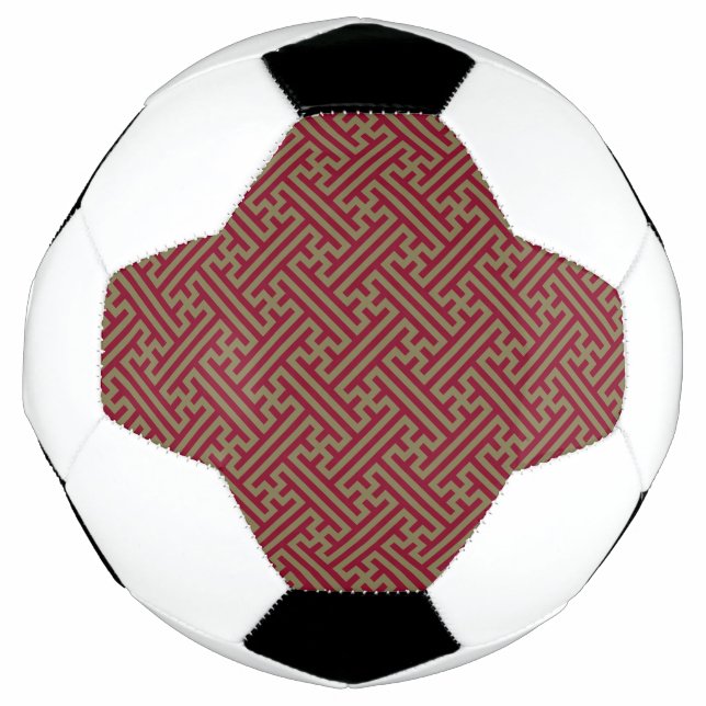 Bola De Futebol Padrão Sayagata, Japonês, Borgonha e Dourado (Frente)