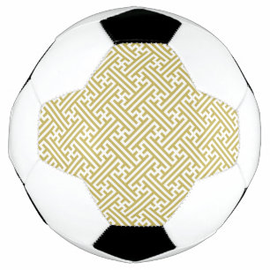 Bola De Futebol Padrão Sayagata, Japonês, Dourado e Branco