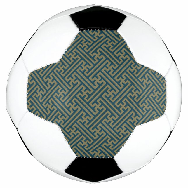 Bola De Futebol Padrão Sayagata, japonês, Dourado e Marinho azul (Frente)