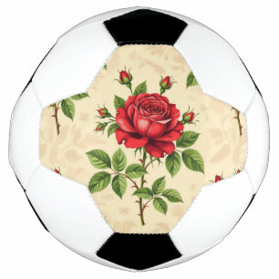 Bola De Futebol Padrão vintage de rosa vermelha