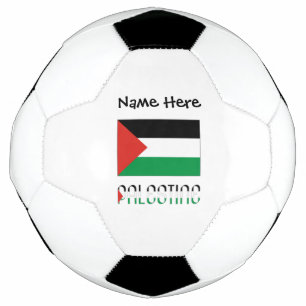 Bola De Futebol Palestina e Bandeira Palestina com Seu Nome Socc