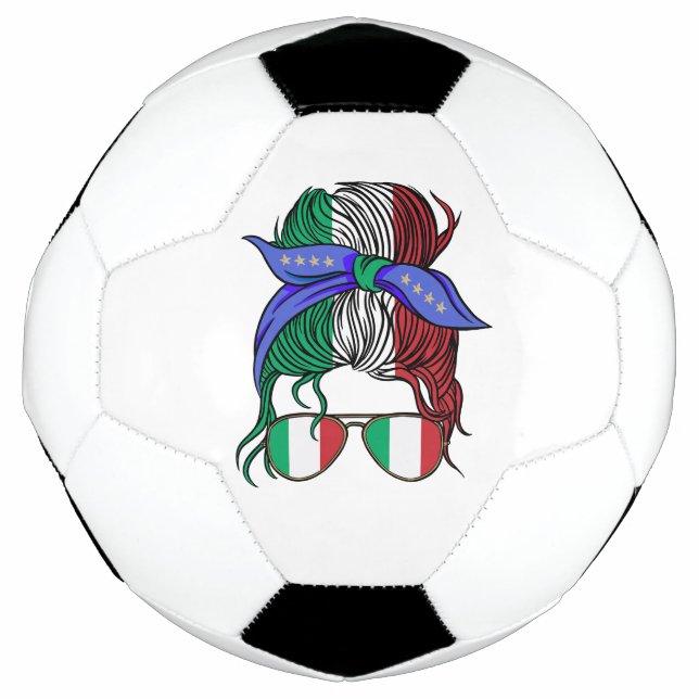 Bola De Futebol Pão bagunçado com bandeira italiana (Frente)