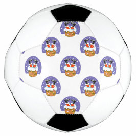 Bola De Futebol Papai Noel na Chaminé, Neve, Natal, Ano Novo