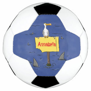 Bola De Futebol Pássaro-do-mar engraçado circulado por desenhos an