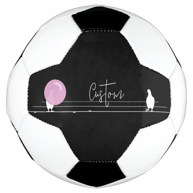 Bola De Futebol Pássaros Bublegum engraçados em preto-fio (Frente)