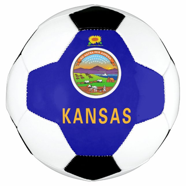Bola de Futebol Patriótica com Bandeira do Kansas, (Frente)