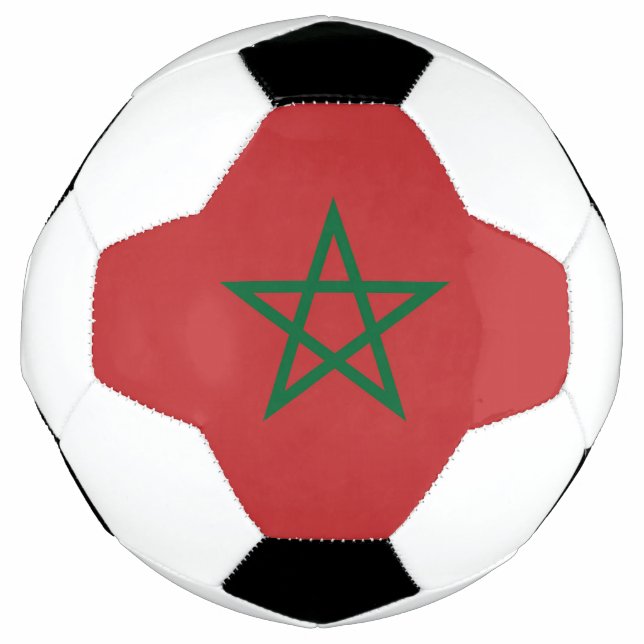 Bola de futebol patriótica com bandeira marroquina (Frente)