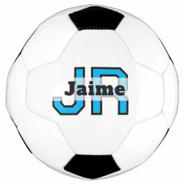 Bola De Futebol Pé de futebol clássico com monograma azul personal