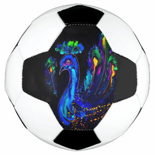 Bola De Futebol Peacock Whimsical Pintado