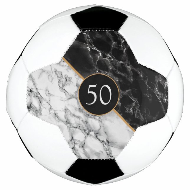 Bola De Futebol Pedra de mármore preto e branco - adicione sua ida (Frente)